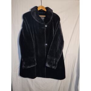 GALLERY Women's Black Faux Fur Coat Large